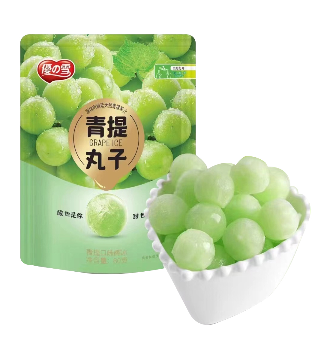 美思奇優の雪 青提丸子(青提口味)棒冰80克