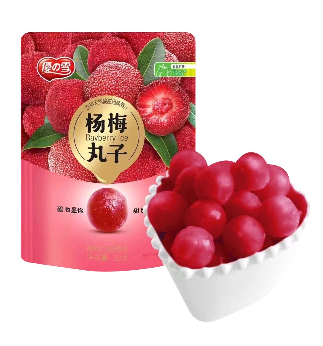 美思奇優の雪 杨梅丸子(杨梅口味)棒冰80克