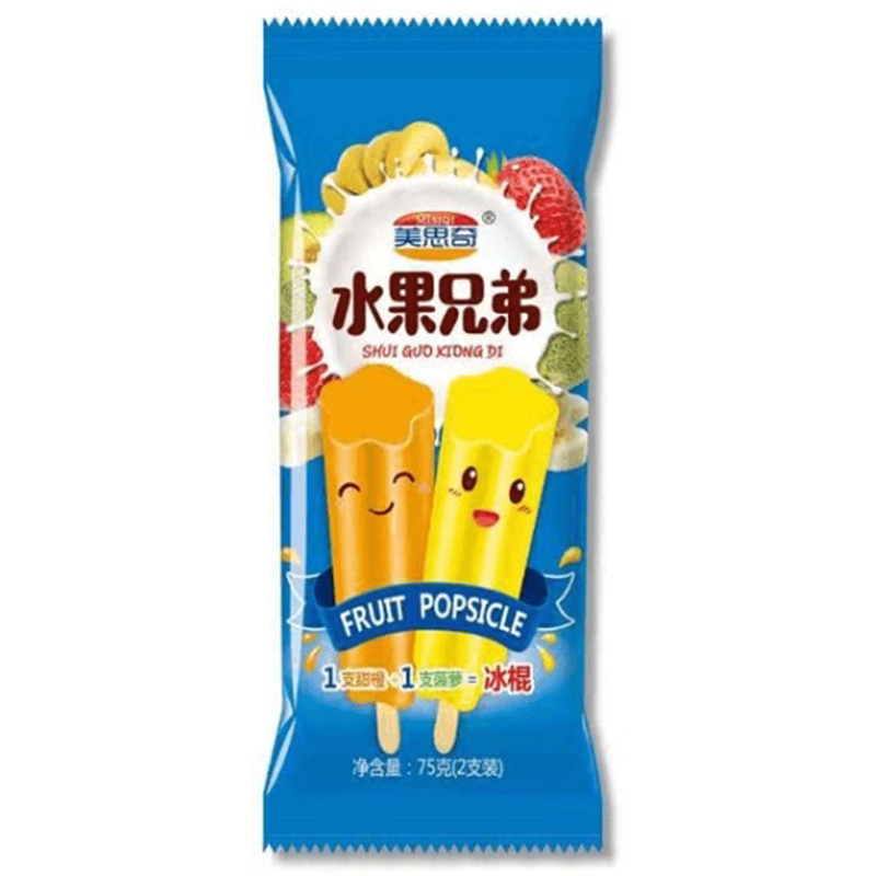 美思奇 水果兄弟(甜橙菠萝味)冰棍75克