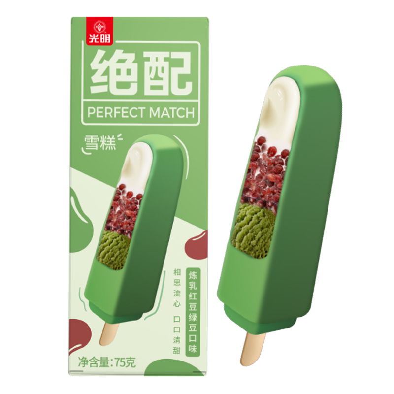 光明 绝配(炼乳红豆绿豆口味)雪糕75克