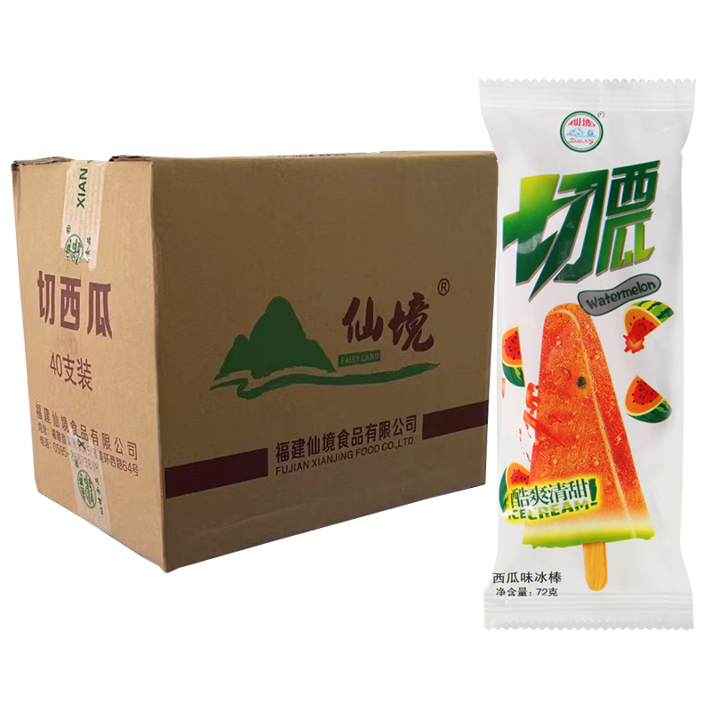 【1元】仙境 切西瓜(西瓜味)冰棒72克*40支