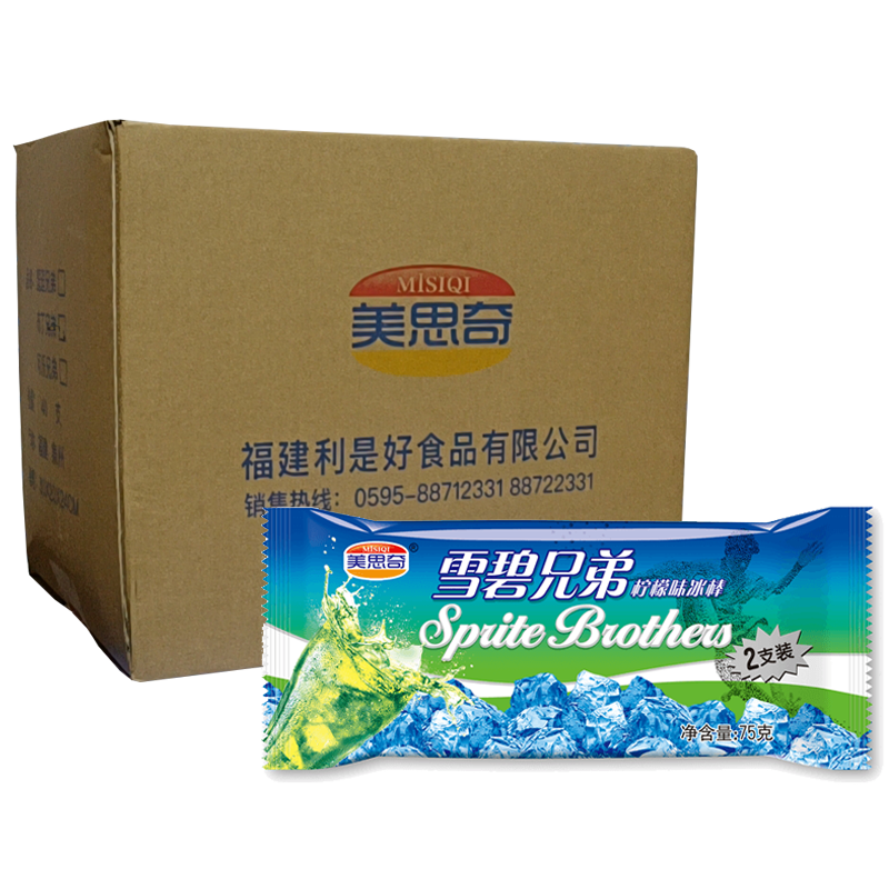 【1元】美思奇 雪碧兄弟(柠檬味)冰棒75克*40支