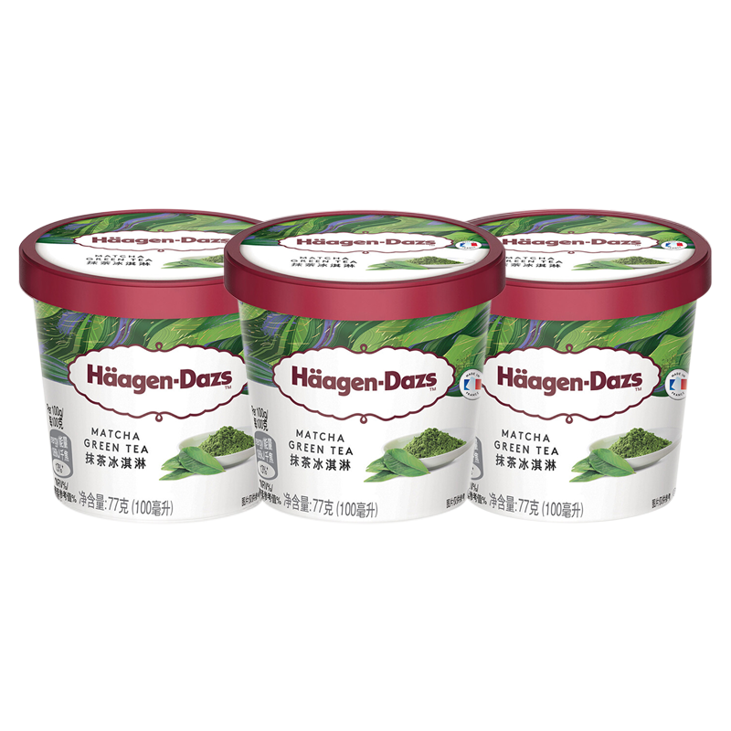 【39.8元】Häagen-Dazs哈根达斯 抹茶冰淇淋81克(100毫升)*3杯