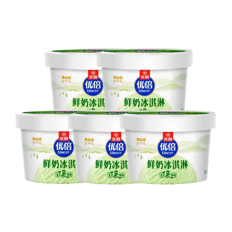 【12元】光明 优倍(龙井茶风味)鲜奶冰淇淋90克*5杯