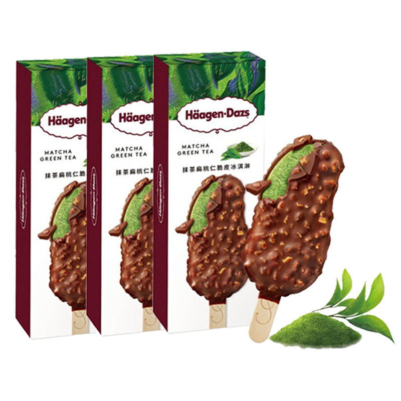 【39.8元】Häagen-Dazs哈根达斯 抹茶扁桃仁脆皮冰淇淋69克*3支