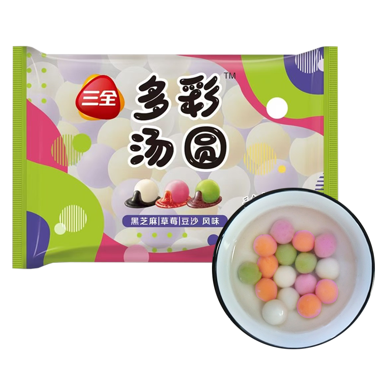 三全 黑芝麻草莓豆沙风味多彩汤圆400克