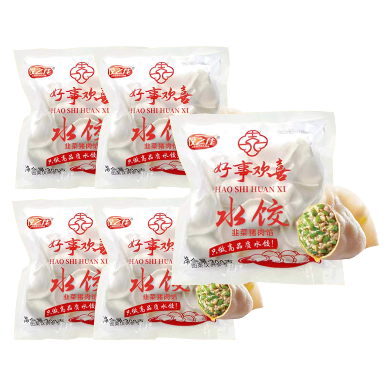 【12元】饺之佳 好事欢喜韭菜猪肉馅水饺300克*5包