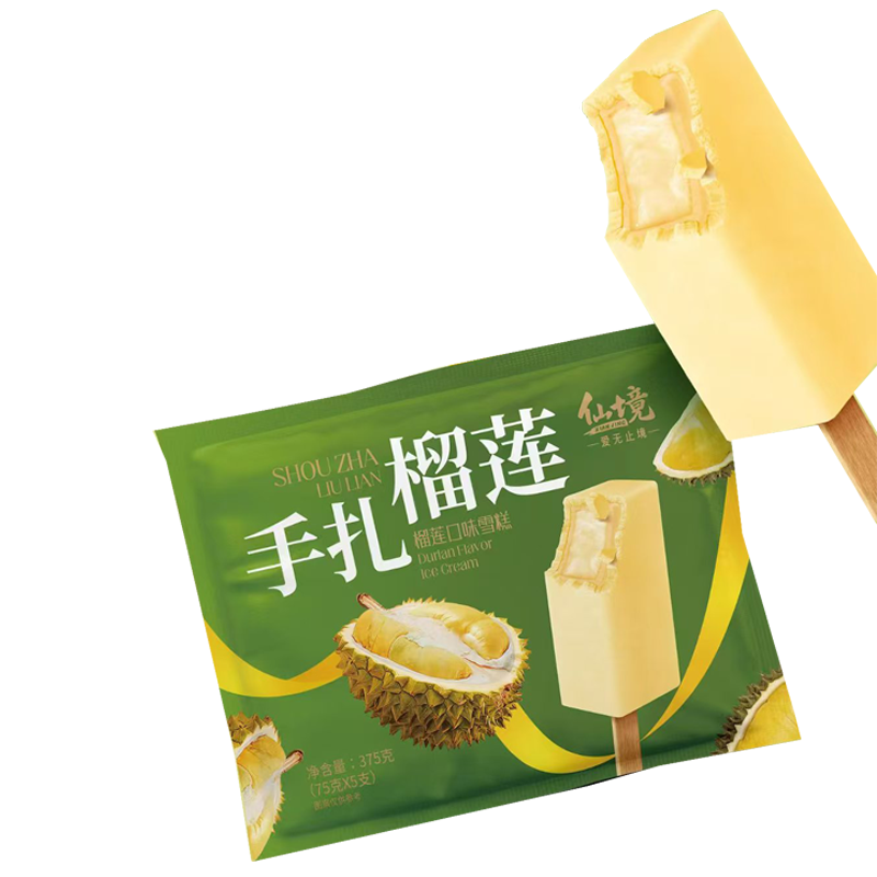 仙境 手扎榴莲(榴莲口味)雪糕75克*5支