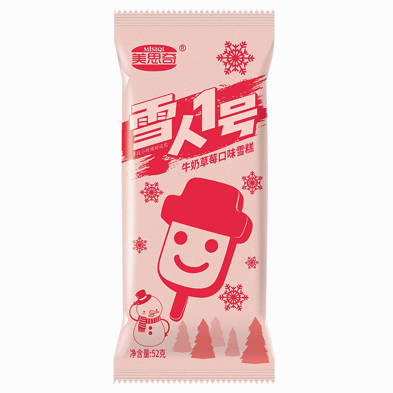 美思奇 雪人1号(牛奶草莓口味)雪糕52克