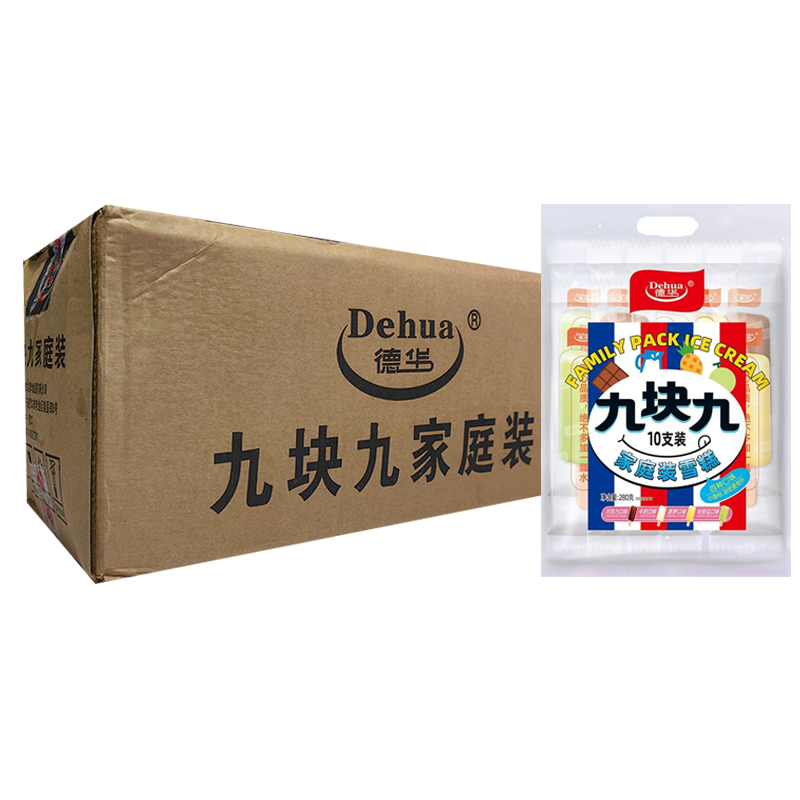 【9.9元】德华 九块九(巧克力+牛奶+菠萝+哈密瓜口味)10支家庭装雪糕280克*8包