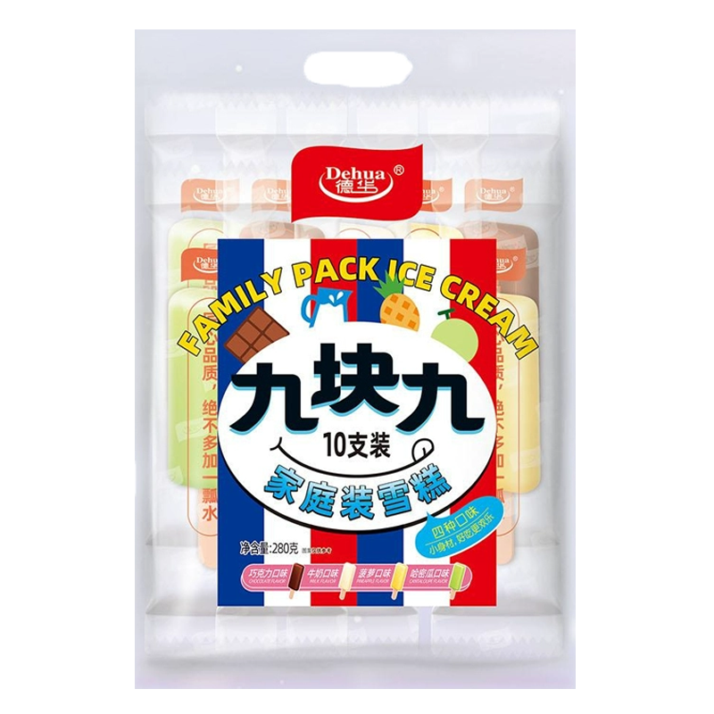 德华 九块九(巧克力+牛奶+菠萝+哈密瓜口味)10支家庭装雪糕280克