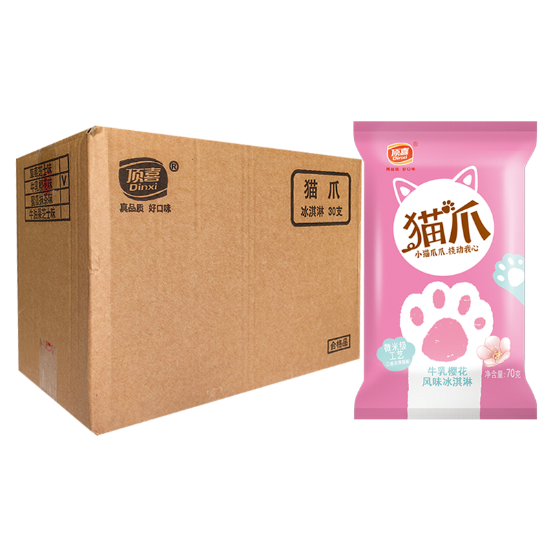 【4元】顶喜 猫爪(牛乳樱花风味)冰淇淋70克*30支