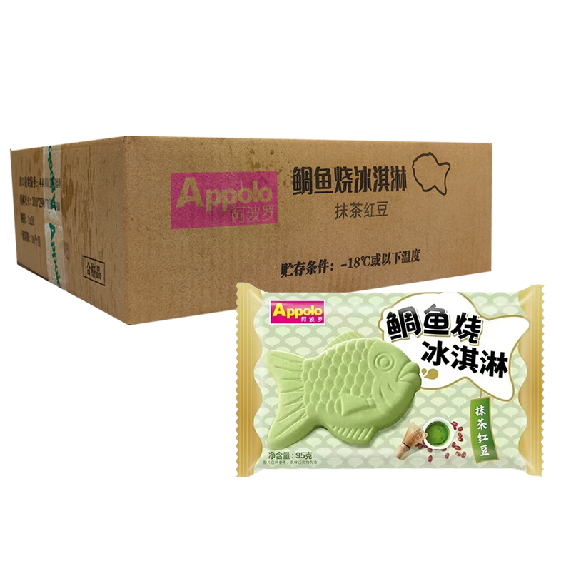 【8元】Appolo阿波罗 鲷鱼烧(抹茶红豆)冰淇淋95克*18个