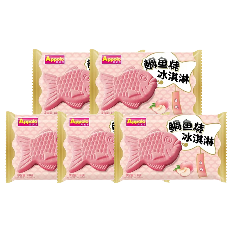 【8元】Appolo阿波罗 鲷鱼烧(白桃)冰淇淋88克*5个