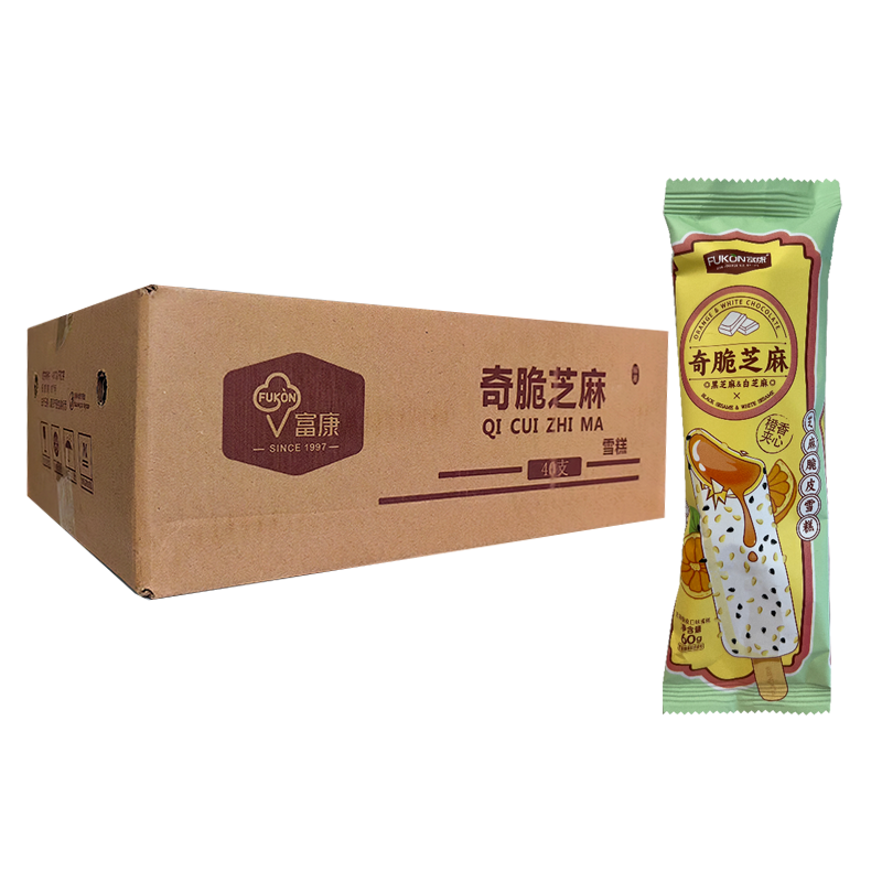 【2元】富康 奇脆芝麻(橙香夹心芝麻脆皮口味)雪糕60克*40支