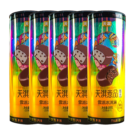 【15元】天淇 意品甄选雪派(牛奶+巧克力口味)冰淇淋6个装198克*5桶