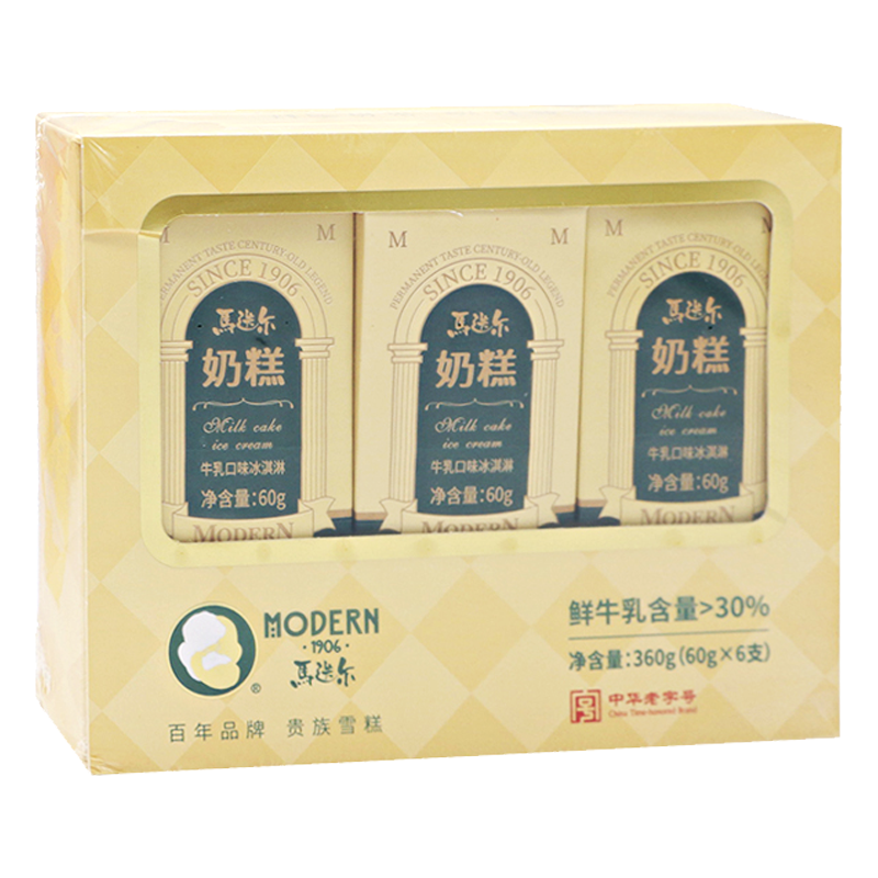 马迭尔1906 奶糕(牛乳口味)冰淇淋60克*6支