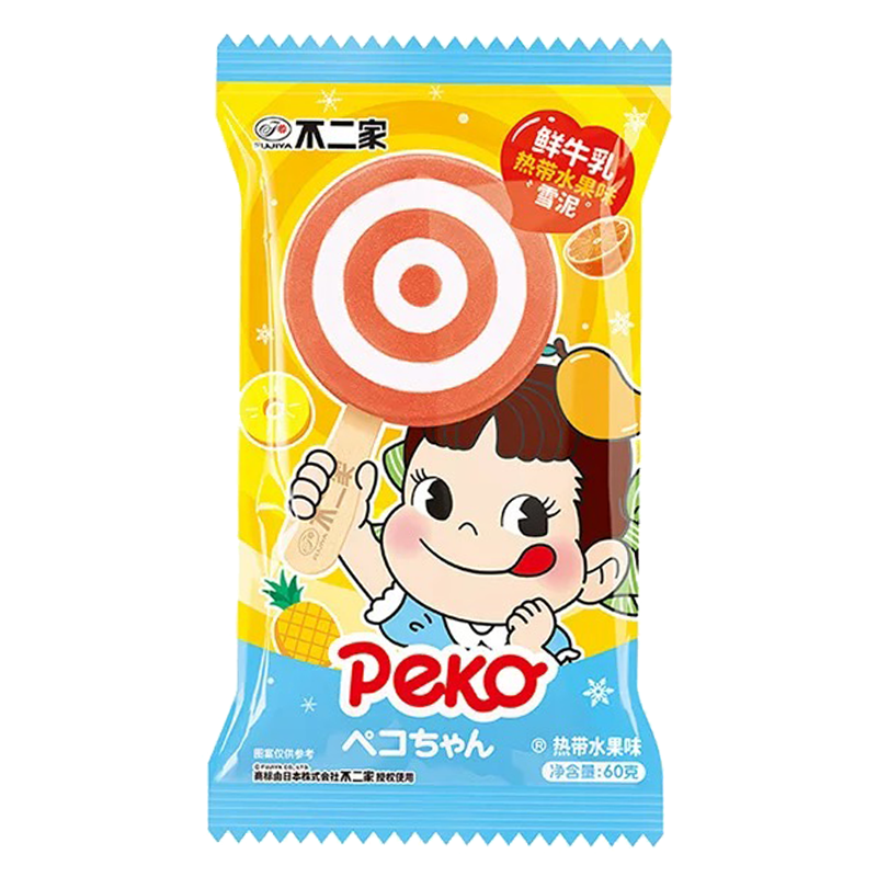不二家 棒棒糖鲜牛乳热带水果味雪泥60克