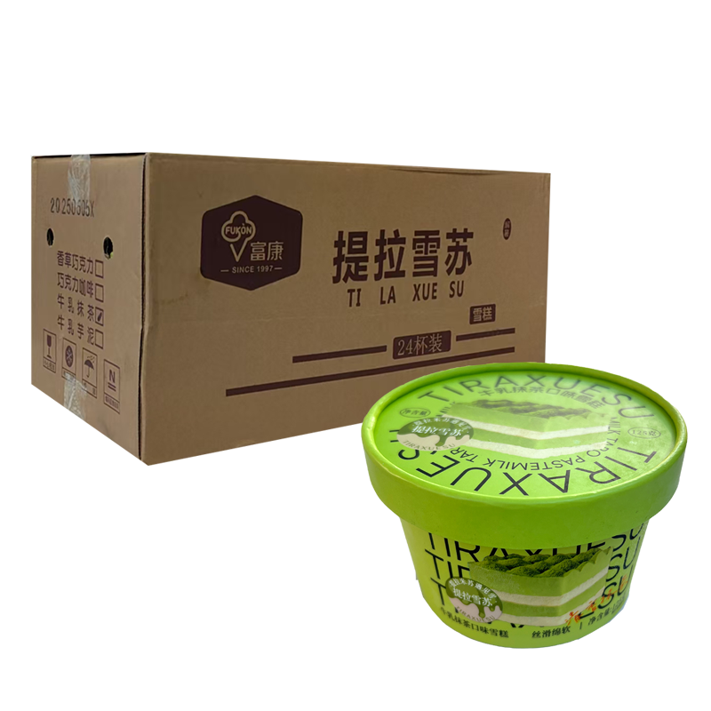 【6元】富康 提拉雪苏(牛乳抹茶口味)雪糕125克*24桶