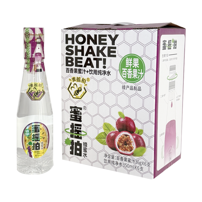 蜜摇拍 百香果蜂蜜水 百香果蜜汁36克+饮用纯净水350毫升*6瓶
