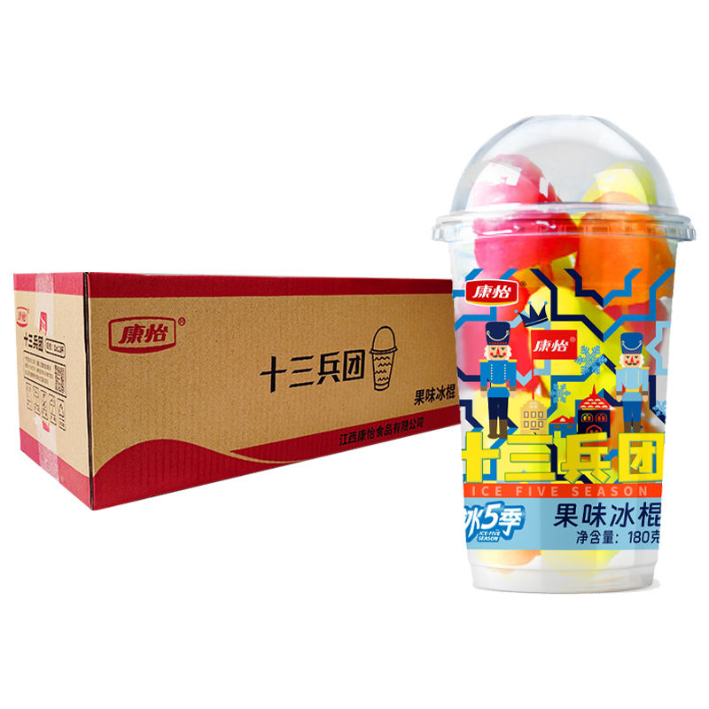 【5元】康怡冰5季 十三兵团果味冰棍180克*12杯