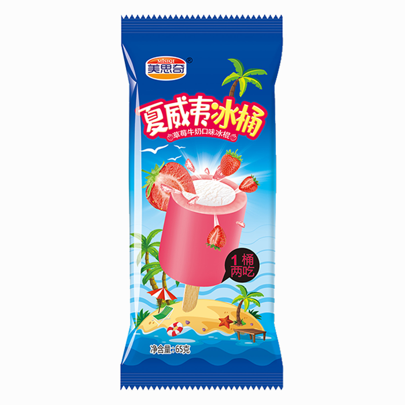 美思奇 夏威夷冰桶(草莓牛奶口味)冰棍65克