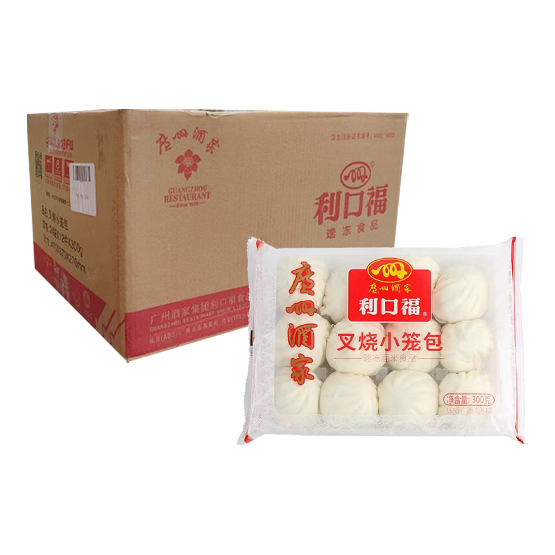 【12元】广州酒家利口福 叉烧小笼包12个装300克*24包