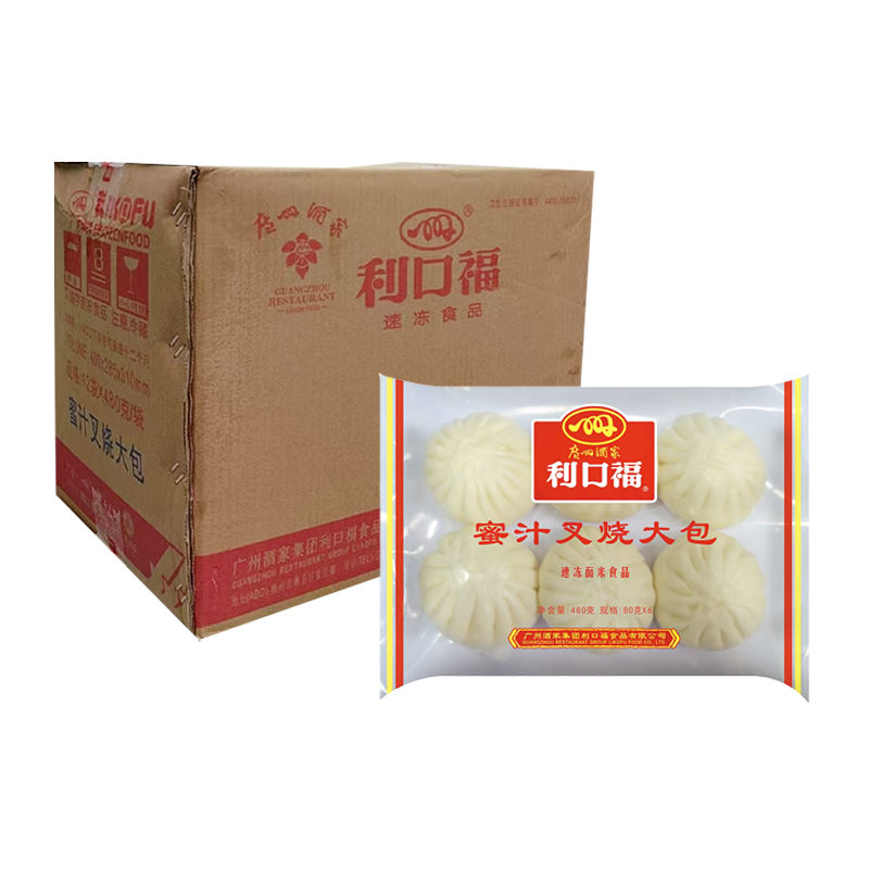 【16元】广州酒家利口福 蜜汁叉烧大包6个装480克*12包