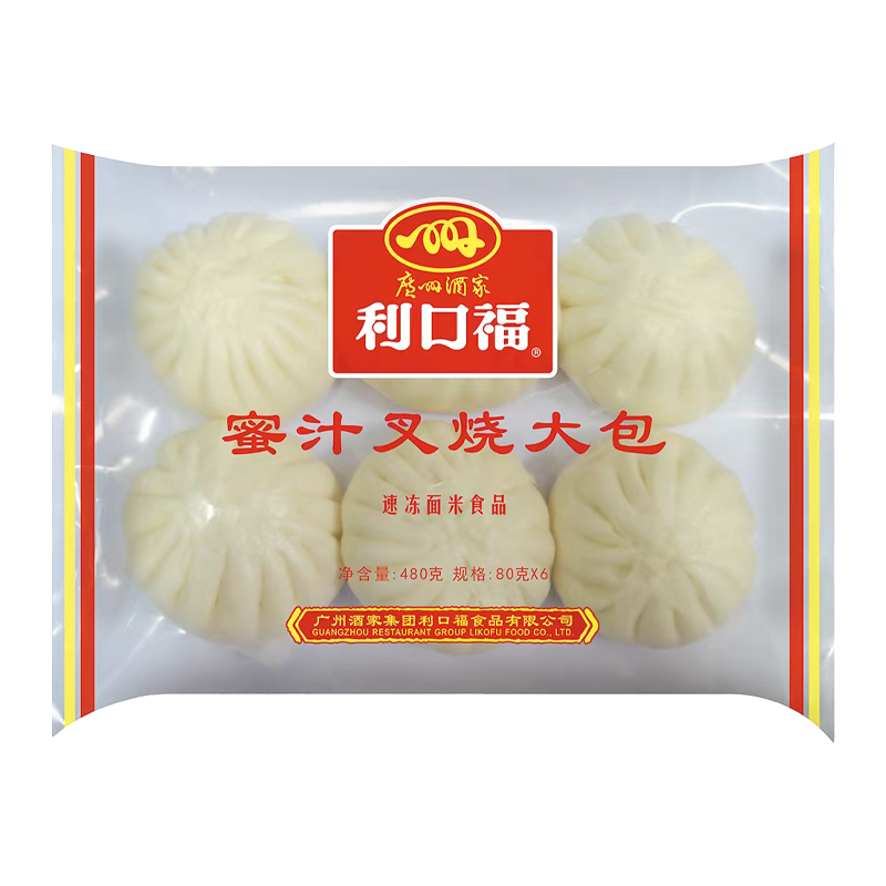 广州酒家利口福 蜜汁叉烧大包6个装480克
