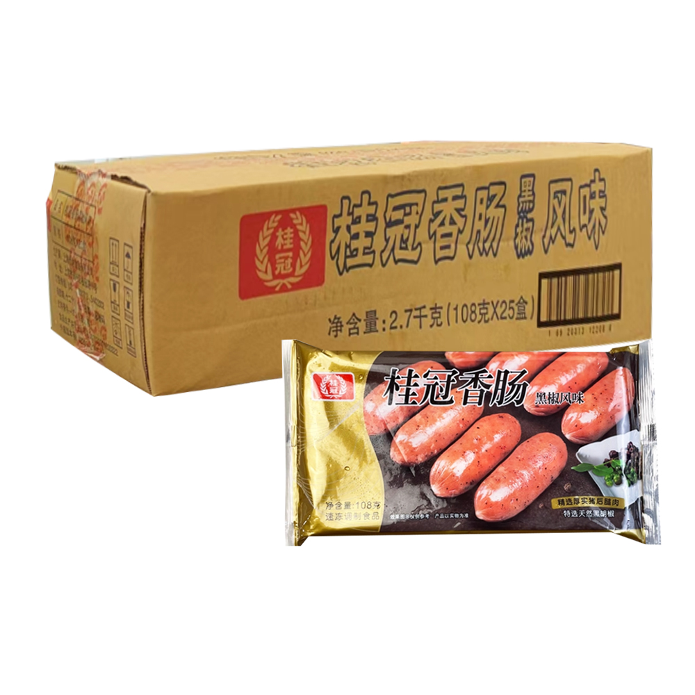 【18元】桂冠 黑椒风味香肠108克*25包