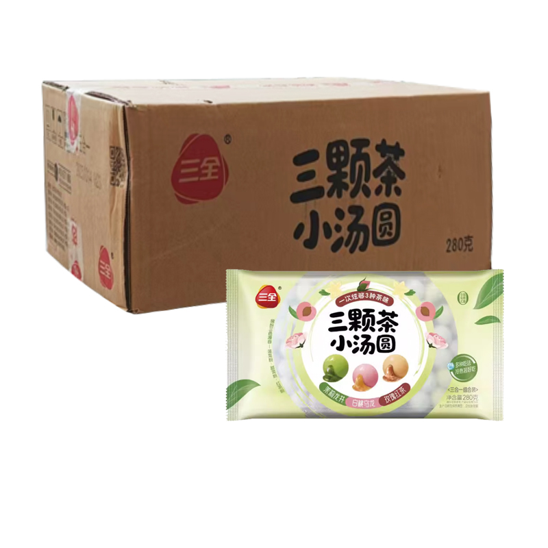 【10元】三全 三颗茶三合一组合装小汤圆280克*28包
