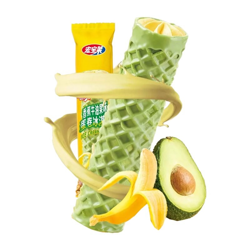 宏宝莱 贝伦萨香蕉牛油果味蛋卷冰淇淋40克