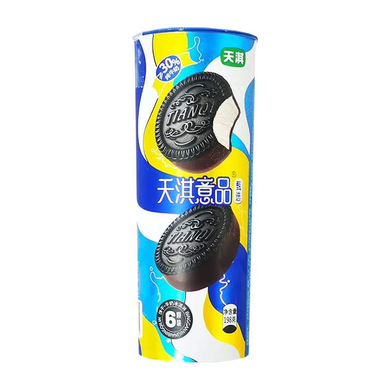 天淇意品 甄选饼干牛奶口味冰淇淋6粒198克