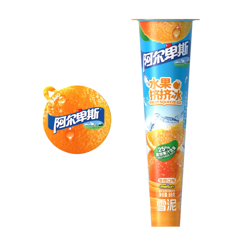 阿尔卑斯 水果挤挤冰(香橙口味)雪泥88克