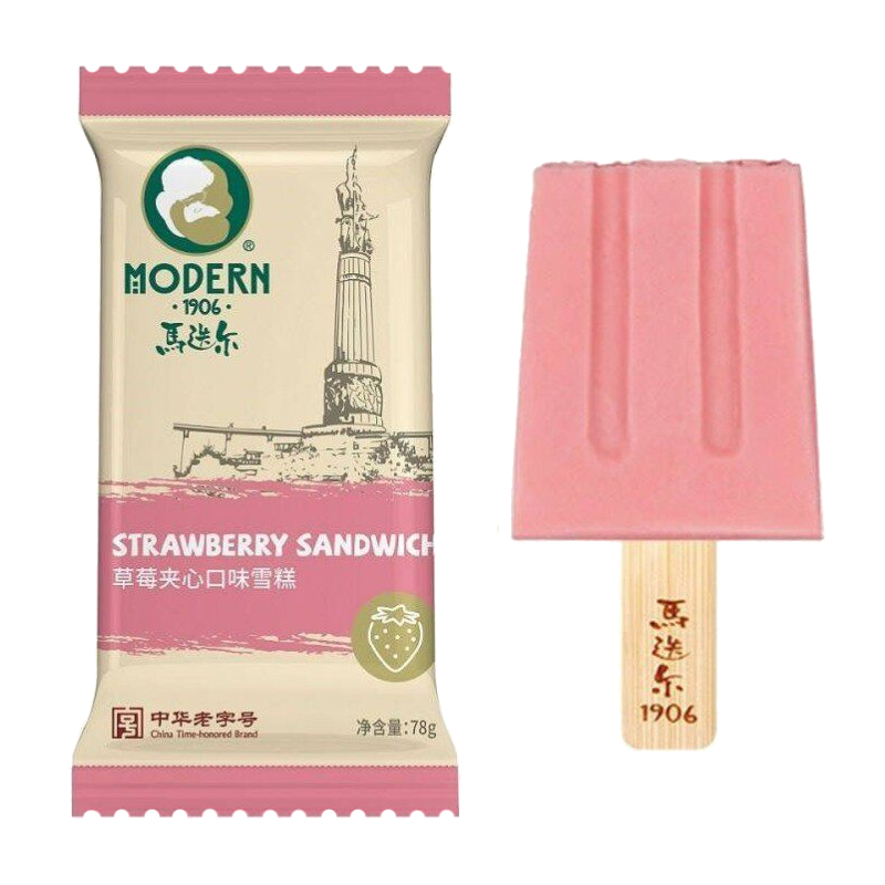 马迭尔1906 草莓夹心口味雪糕78克