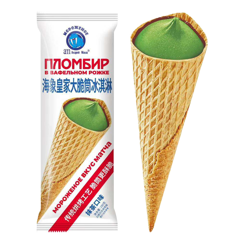 俄罗斯am 海象皇家大脆筒(抹茶口味)冰淇淋100克