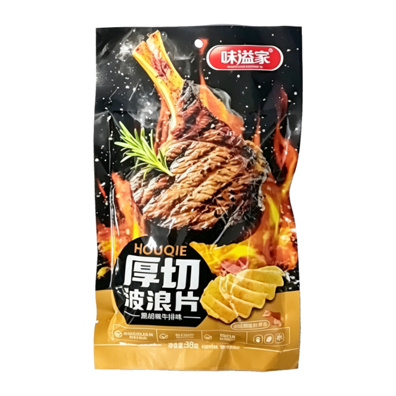 味溢家 黑胡椒牛排味厚切波浪片38克